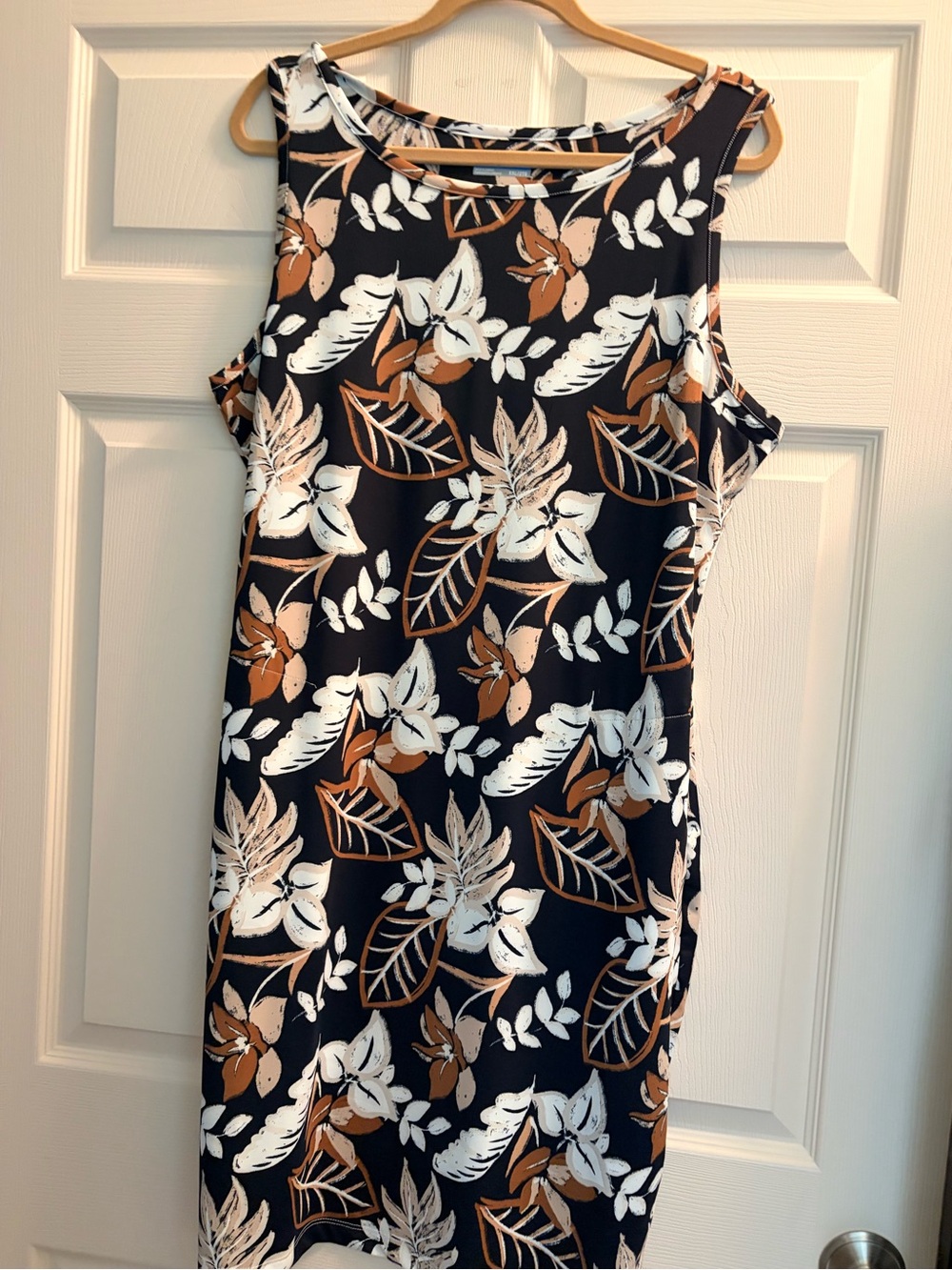 Columbia Navy Floral Midi Dress with Brown and White Accents